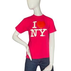 I LOVE NEW YORK Tee Hot Pink Size S Short Sleeve I ❤️ NY Graphic in front